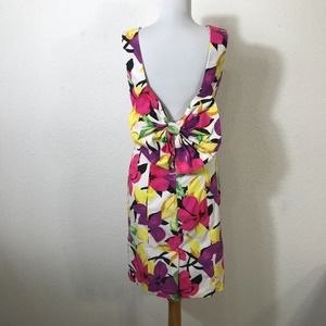 Melissa Harper Dress Small Floral Sleeveless Vintage Y2K Cotton Open Back Bow